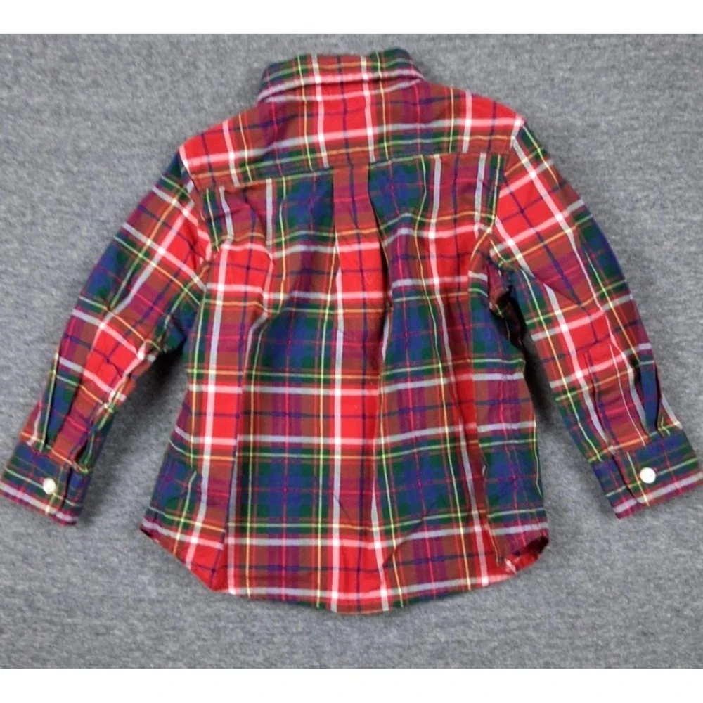 Ralph Lauren Baby 12 M Red Tartan Plaid Small Pony Button Down Preppy Classic